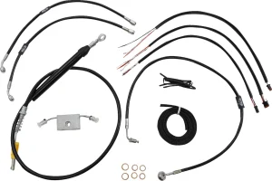 Kit completo de cables y latiguillo de freno de manillar trenzado en vinilo negro <span style="color: red;font-size: 0,5em">- ALMACEN USA-</span>